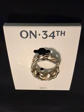 ON·34TH Gold Braided and Link Accent Ring - Women Jewelry